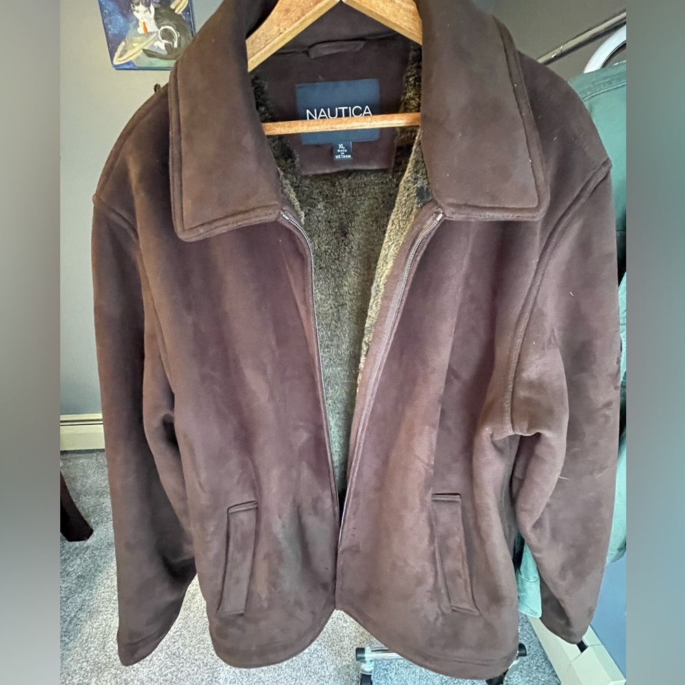 Nautica Men's Suede Fur Lined Jacket